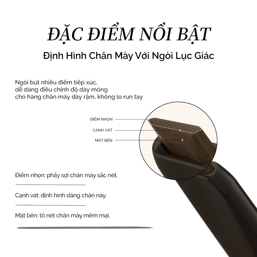 Chì kẻ mày Joocyee đầu lục giác chống nước chính hãng