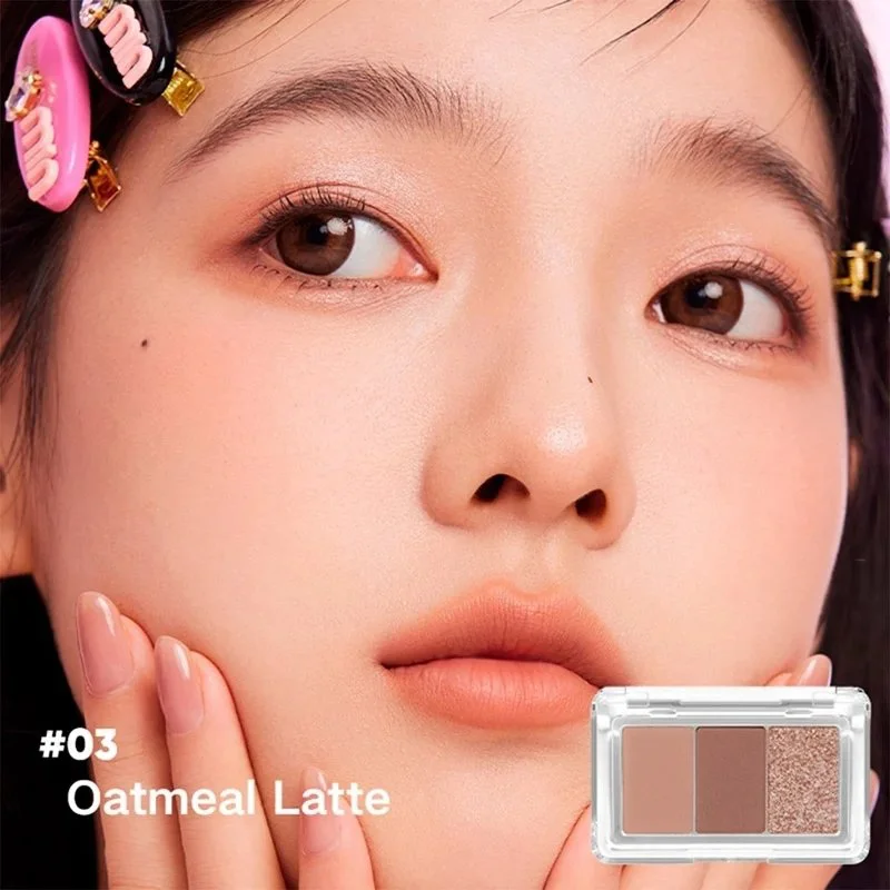 Makeup tự nhiên với Phấn mắt Judydoll 3 ô màu 03 Oatmilk Latte