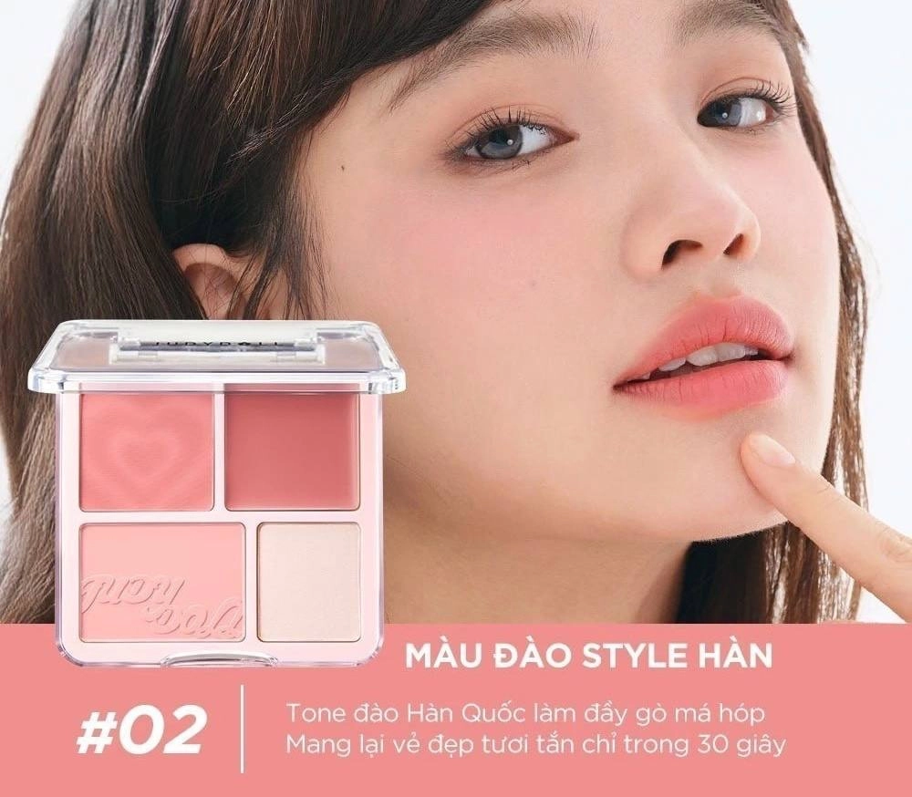 Bảng Má Judydoll 4 Ô Blush & Highlight Palette 9g - Má Hồng & Bắt Sáng Đa Năng