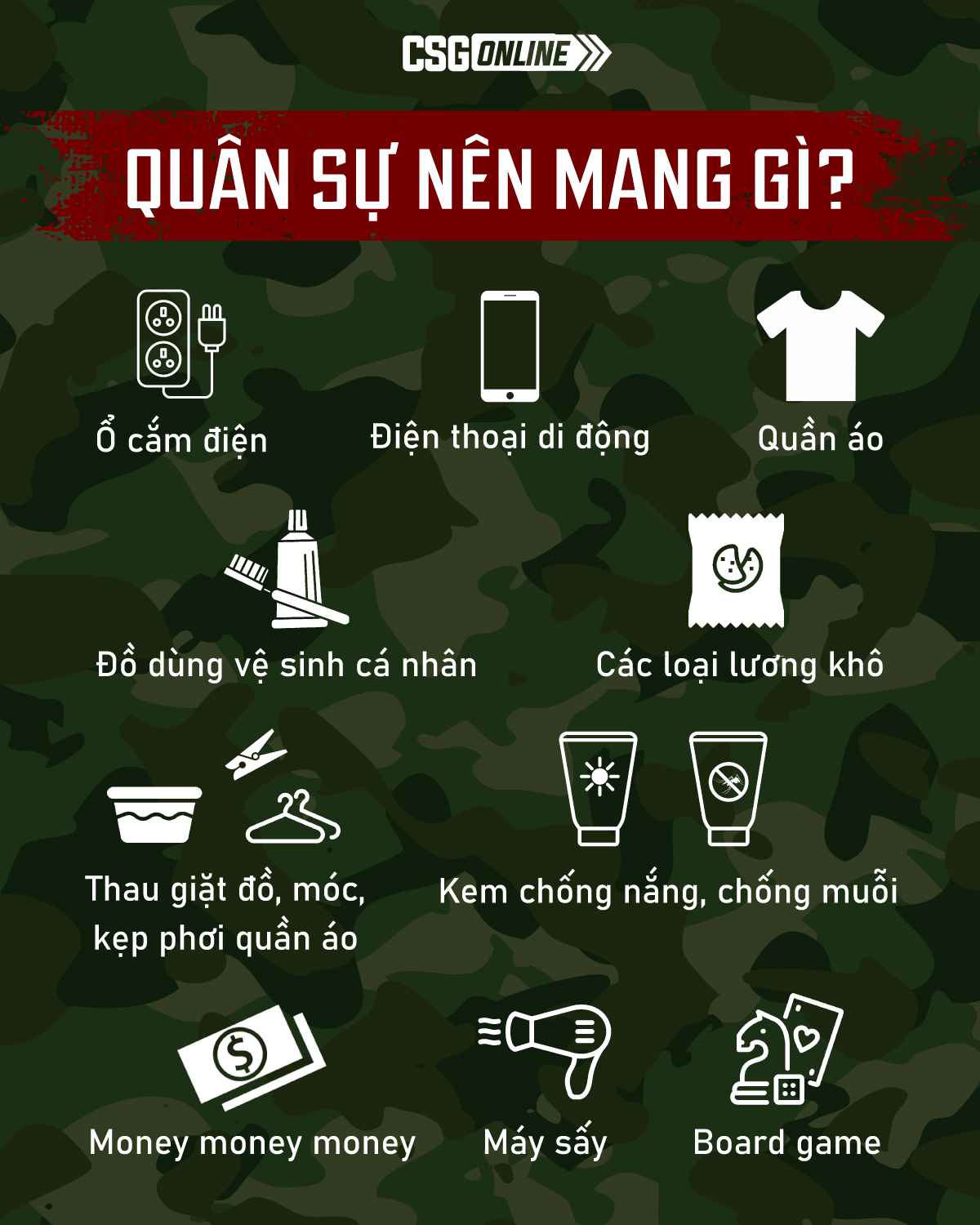 Review đồ d&ugrave;ng cần mang khi đi qu&acirc;n sự Đại học Thủy lợi